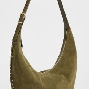 Olive Suede Hobo Bag